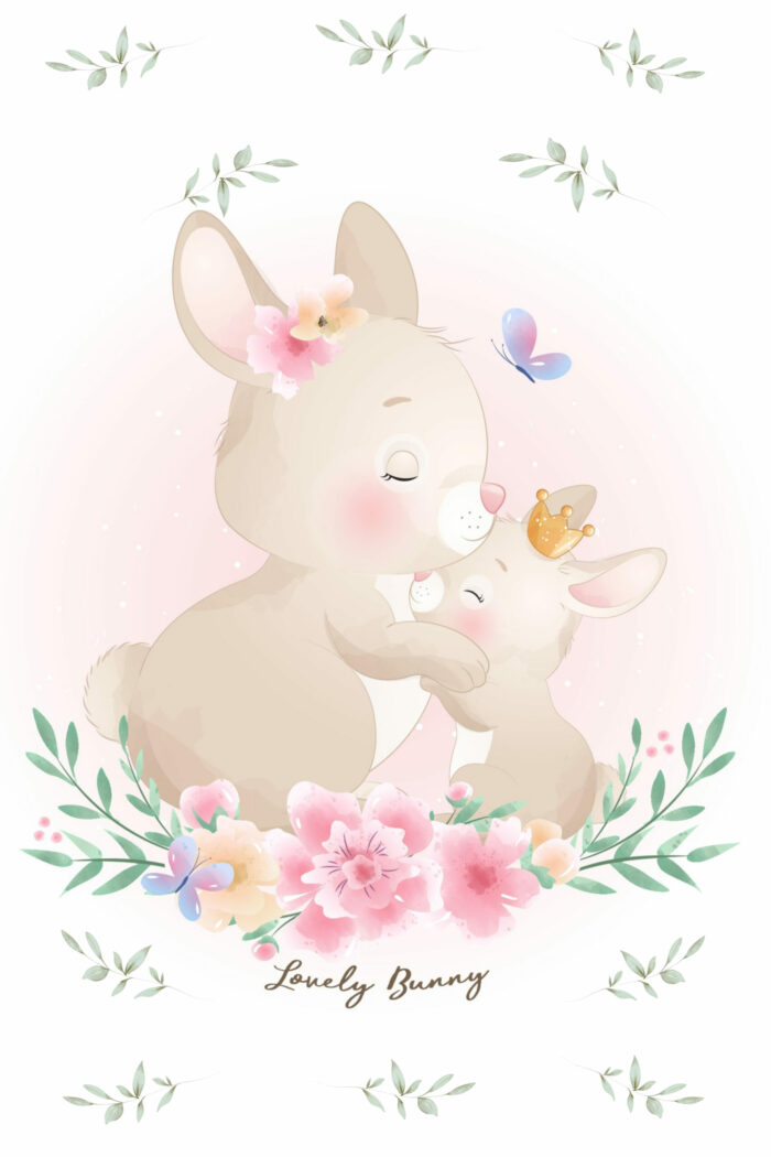 Panneau Tissu Couverture Lovely Lapin Maman