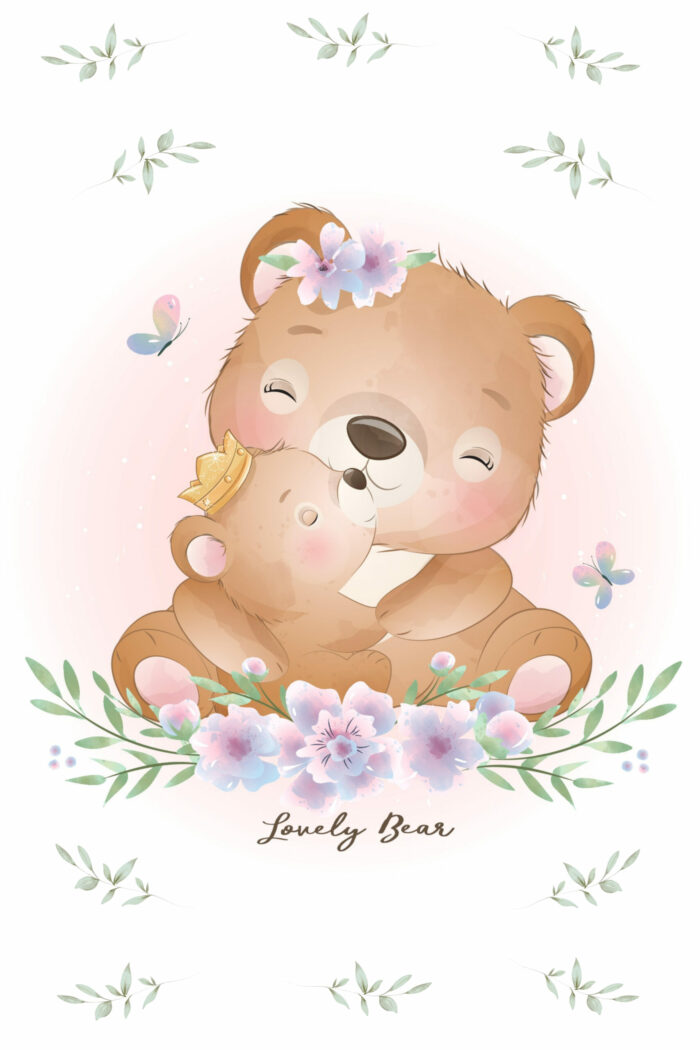 Panneau Tissu Couverture Lovely Ourson Bebe
