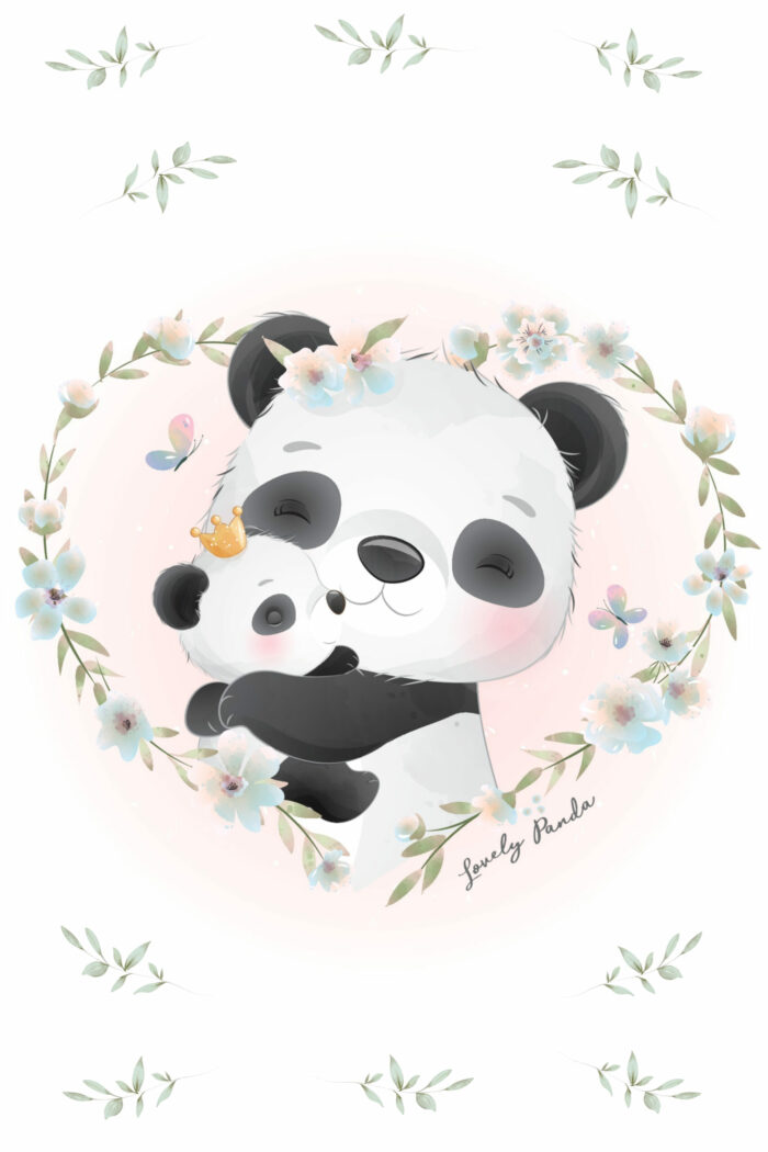Panneau Tissu Couverture Lovely Panda Coeur