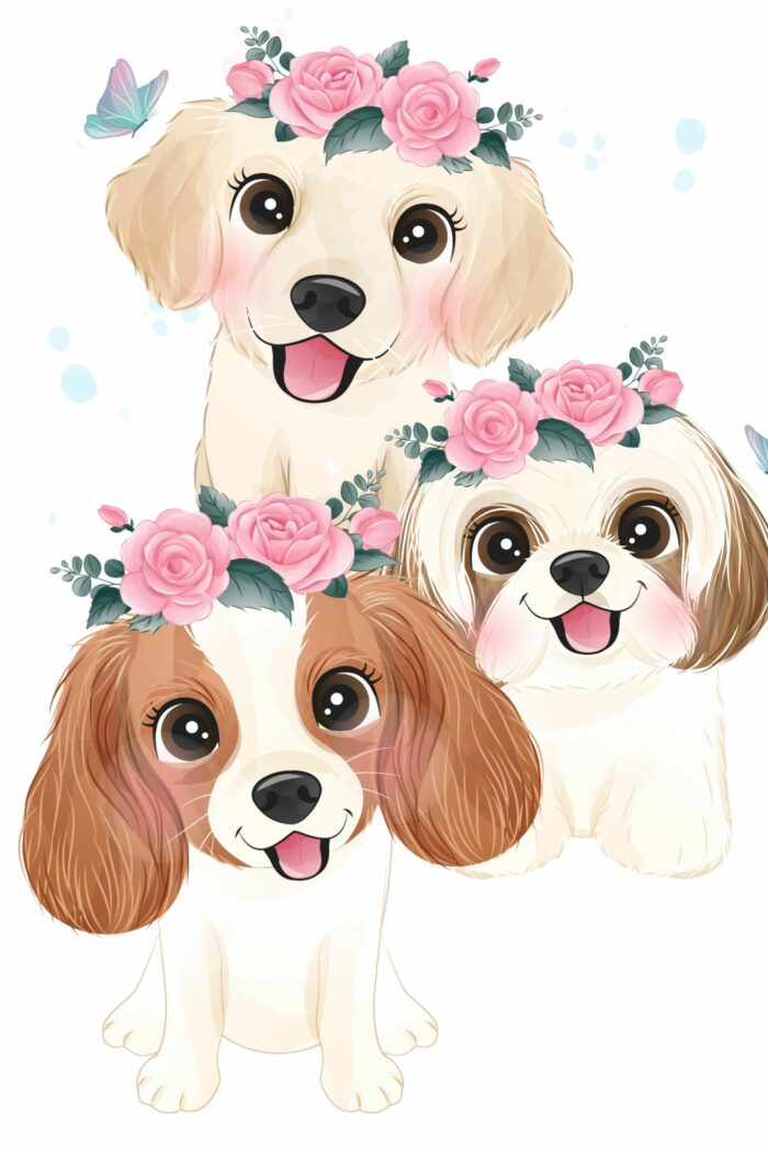 Panneau Tissu Couverture Chiots Mignons, 2 tailles