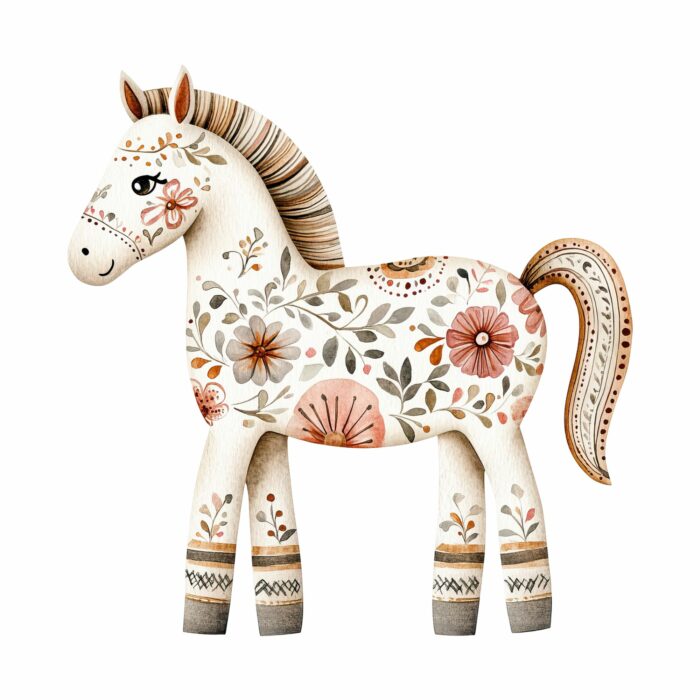Panneau Hiver Boho Cheval, taille au choix
