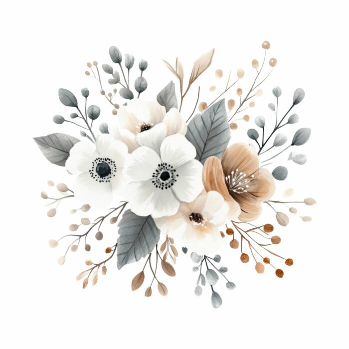Panneau Hiver Boho Fleurs d'Hiver, taille au choix