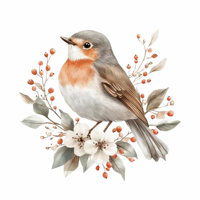 Panneau Hiver Boho Oiseau, taille au choix