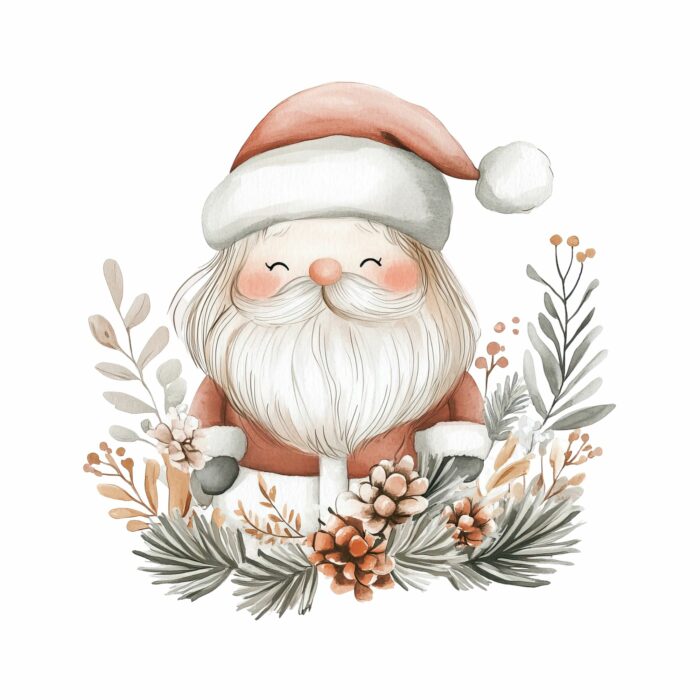 Panneau Hiver Boho Pere Noel, taille au choix