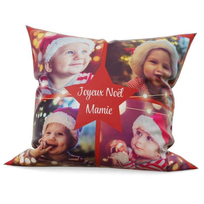 Panneau pour Coussin Photo Personnalisé Noel Etoile, 4 photos