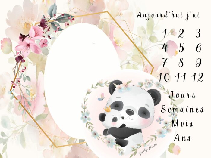 Panneau Tissu Tapis Etapes Lovely Panda, 100 cm x 75 cm