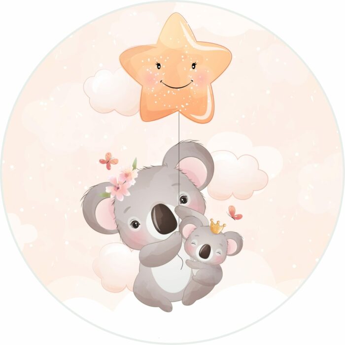 Panneau Tissu Tapis Rond Lovely Koala Etoile, diamètre 100 cm