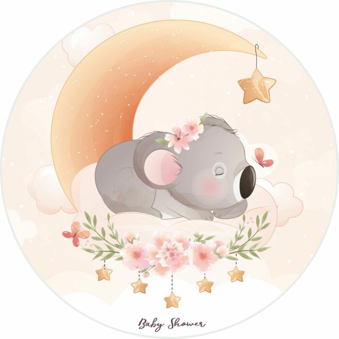 Panneau Tissu Tapis Rond Lovely Koala Lune, diamètre 100 cm