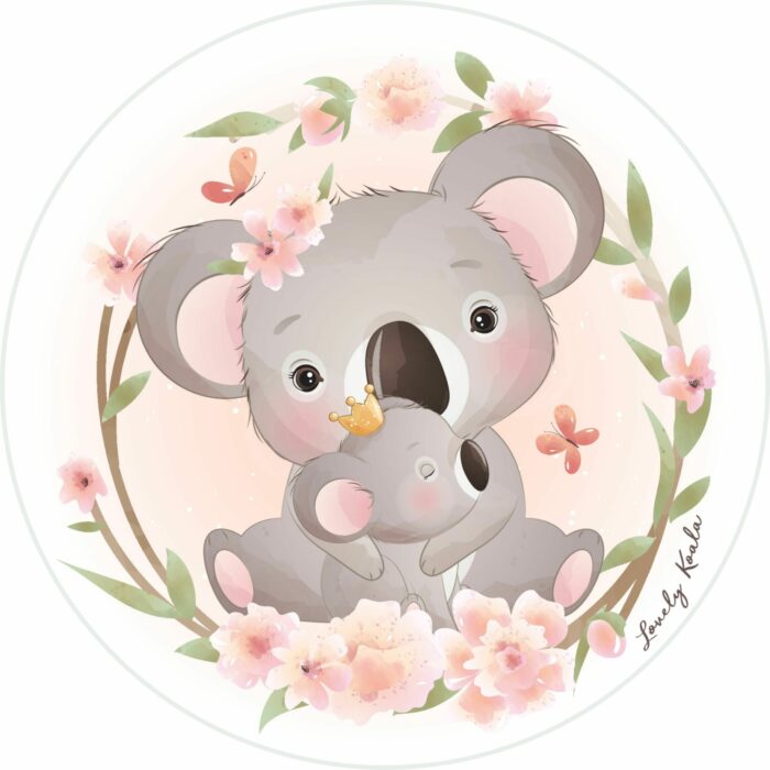Panneau Tissu Tapis Rond Lovely Koala Maman, diamètre 100 cm
