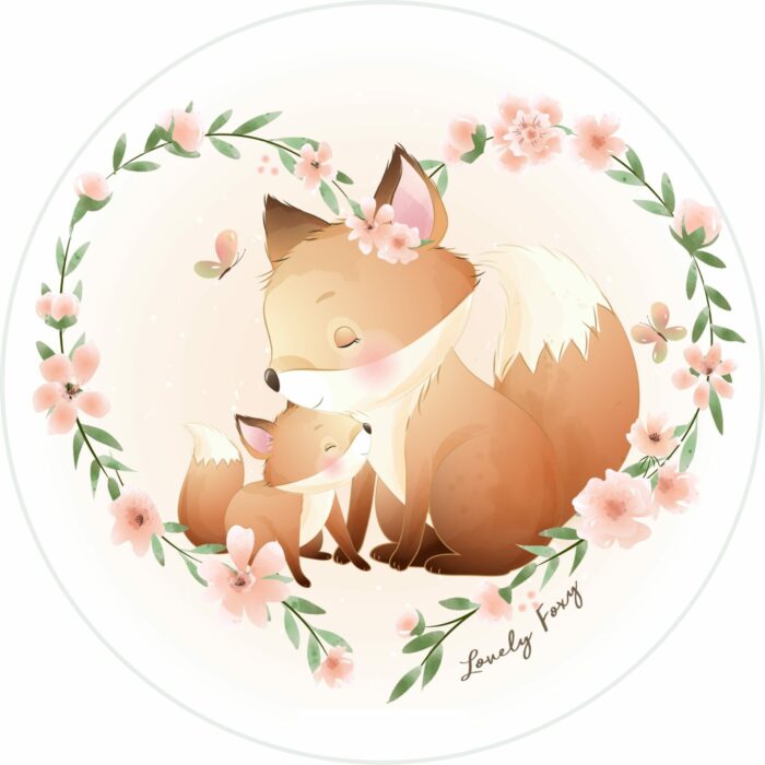 Panneau Tissu Tapis Rond Lovely Renard Coeur, diamètre 100 cm