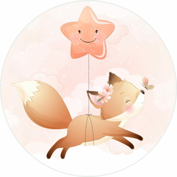 Panneau Tissu Tapis Rond Lovely Renard Etoile, diamètre 100 cm