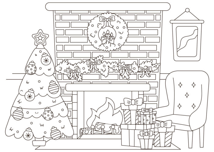 Panneau Tissu a Colorier Noel Cheminee, 5 tailles