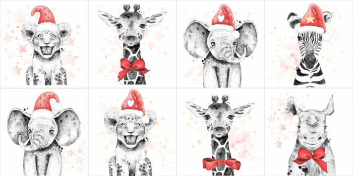 Panneau 8 lingettes lavables 12x12cm Savane Noel