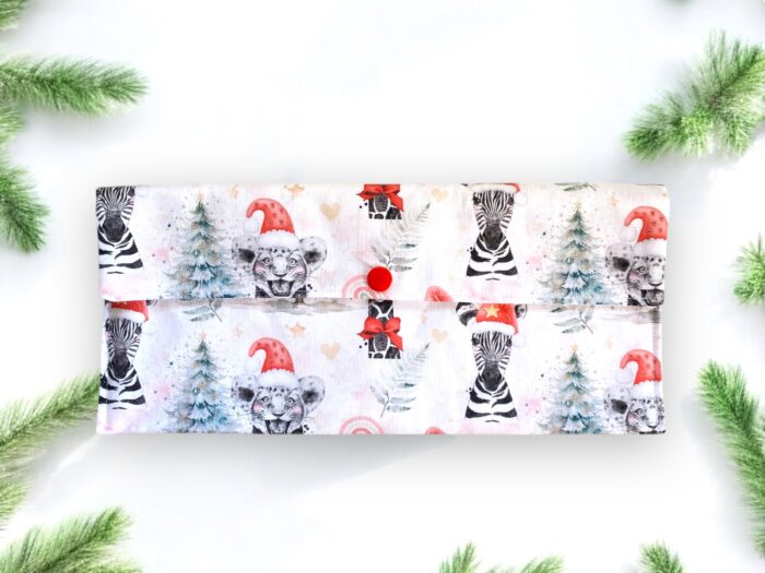Pochette à bouton pression Noel, tissu au choix