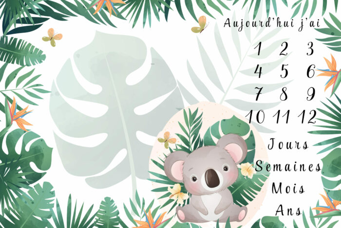Panneau Tapis Etapes Monstera, 18 Animaux au choix