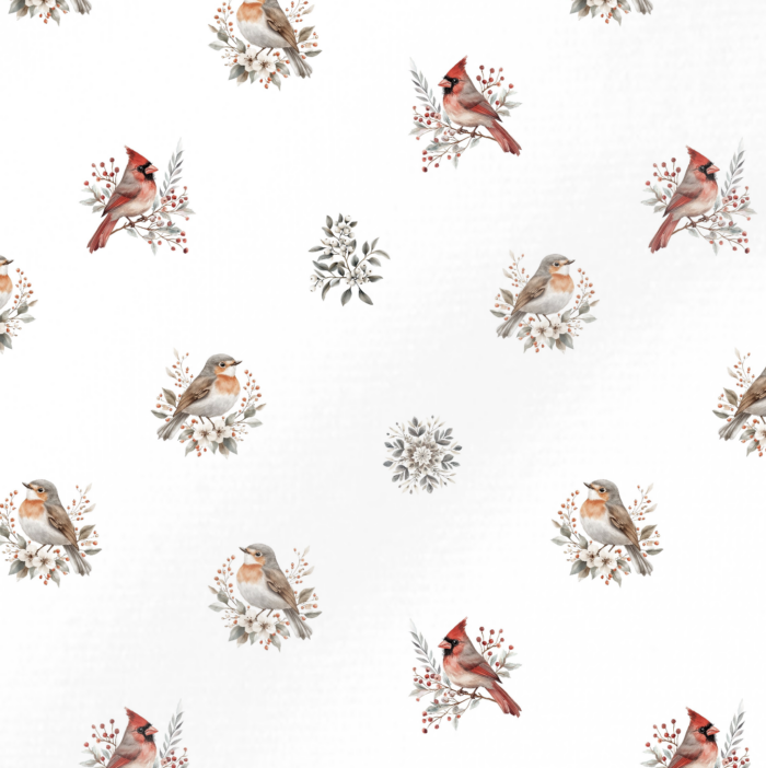 Tissu Exclusif Noel Boho Rouge Gorge, 11 tissus au choix