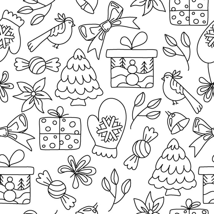 Tissu Imprimé Coloriage de Noel Joie, 11 tissus au choix
