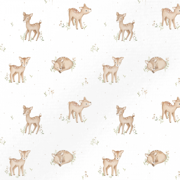 Tissu Imprimé Faon Tout Mignon, 2 coloris et 11 tissus au choix