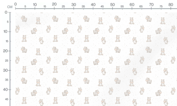 Tissu Imprimé Hippopotame Mignon Blanc, 11 tissus au choix – Image 3