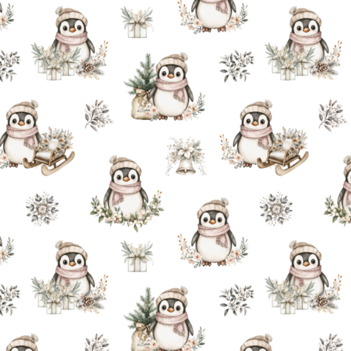 Tissu Exclusif Boho Noel Pingouin, 11 tissus au choix
