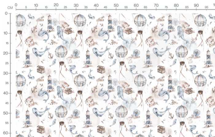 Tissu Imprimé Marin Baleine et Ballons, 3 coloris et 11 tissus – Image 3