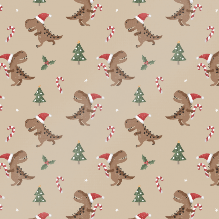 Tissu Imprimé Noel Dinosaure Canne A Sucre, 11 tissus au choix