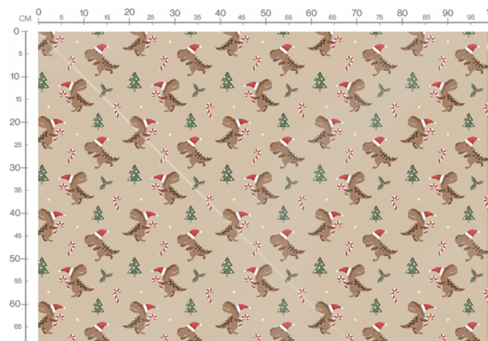 Tissu Imprimé Noel Dinosaure Canne A Sucre, 11 tissus au choix – Image 3