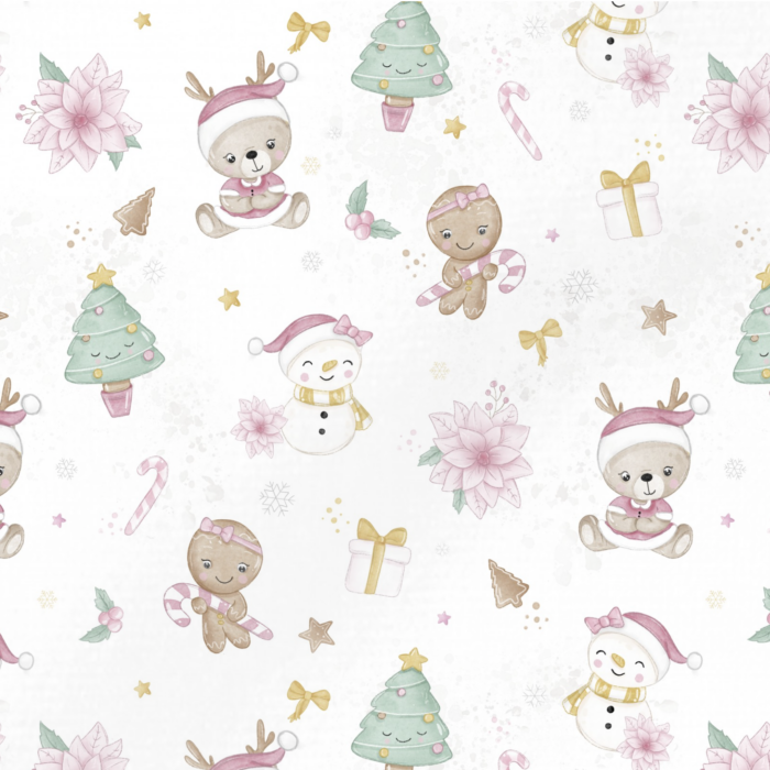 Tissu Imprimé Noel Mignon Fille, 3 coloris et 11 tissus au choix