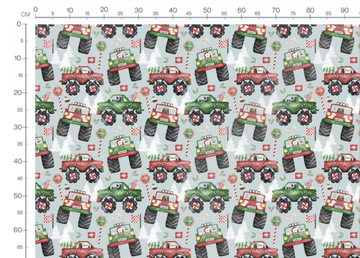 Tissu Imprimé Noel Monster Truck Voiture, 11 tissus au choix – Image 3