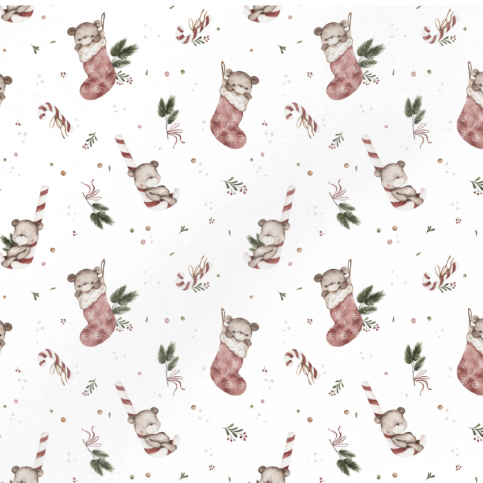 Tissu Imprimé Noel Ourson Tout Mignon, 11 tissus au choix