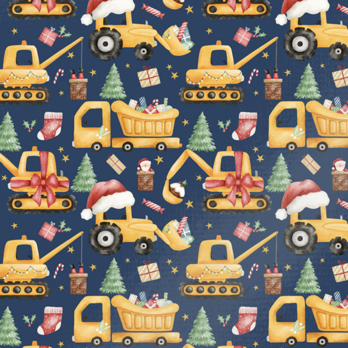Tissu Imprimé Noel Tractopelles Cadeaux, 11 tissus au choix