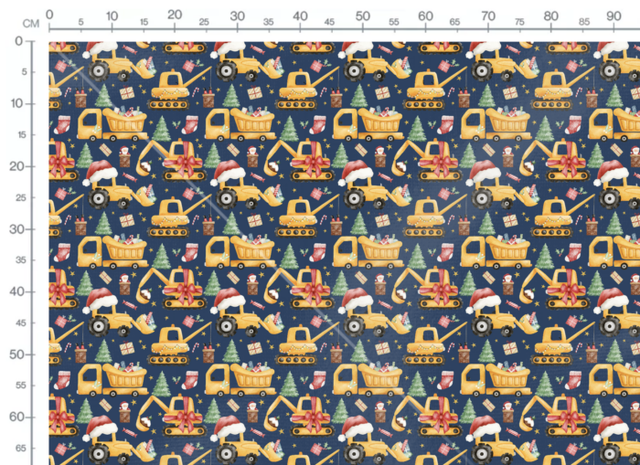 Tissu Imprimé Noel Tractopelles Cadeaux, 11 tissus au choix – Image 3