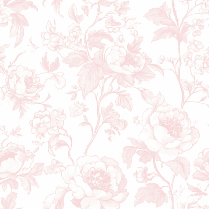 Tissu Inspiration Toile de Jouy Fleurs Vintage Blanc, 11 tissus au choix