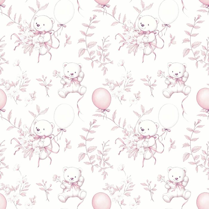 Tissu Inspiration Toile de Jouy Ourson Rose, 11 tissus au choix