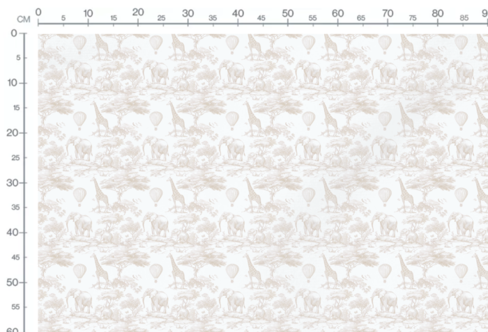 Tissu Inspiration Toile de Jouy Safari Ballons Beige, 11 tissus au choix – Image 3