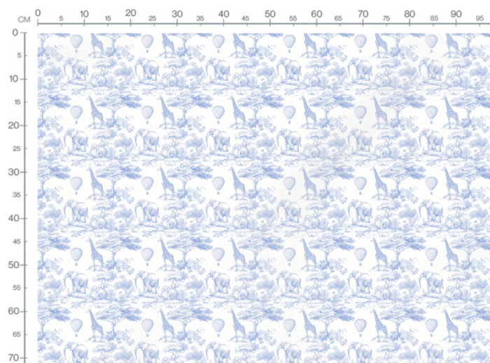 Tissu Inspiration Toile de Jouy Safari Bleu, 11 tissus au choix – Image 3