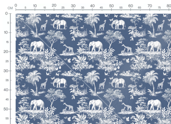 Tissu Inspiration Toile de Jouy Savane Bleu, 11 tissus au choix – Image 3
