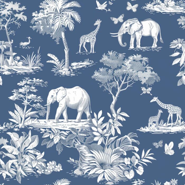 Tissu Inspiration Toile de Jouy Savane Bleu, 11 tissus au choix