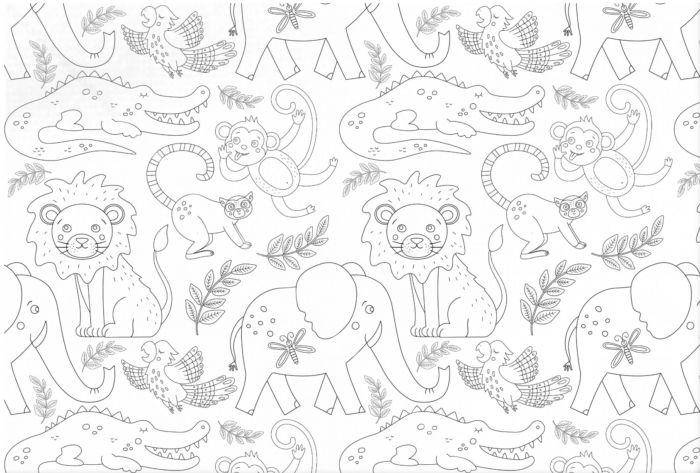 Set de Table à Colorier, réutilisable, Jungle