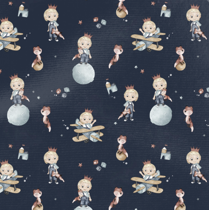 Tissu Imprimé Avion Prince Bleu Marine, 11 tissus au choix