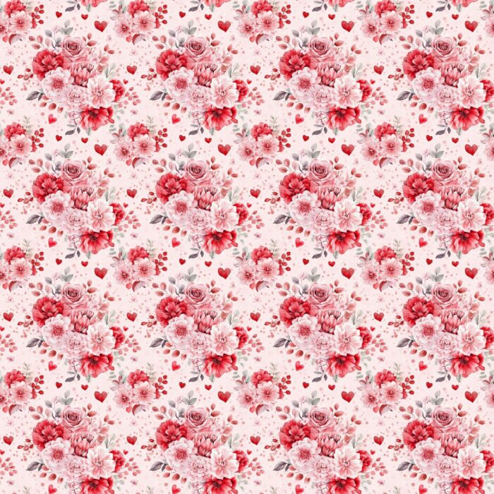 Tissu Imprimé Amour Bouquets Roses, 11 tissus au choix