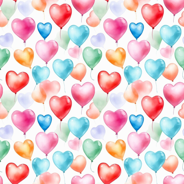 Tissu Imprimé Coeur Ballons Multicolores, 11 tissus au choix
