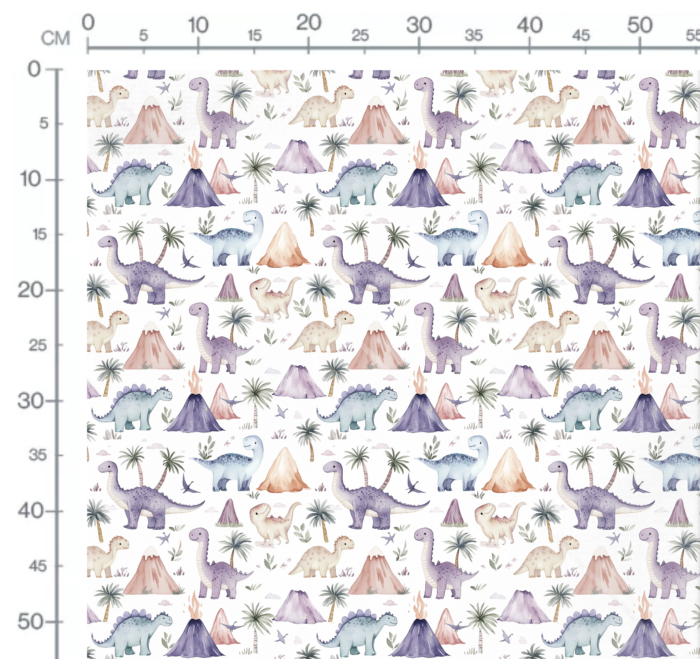 Tissu Imprimé Dinosaure Violet Palmier, 10 tissus au choix – Image 3