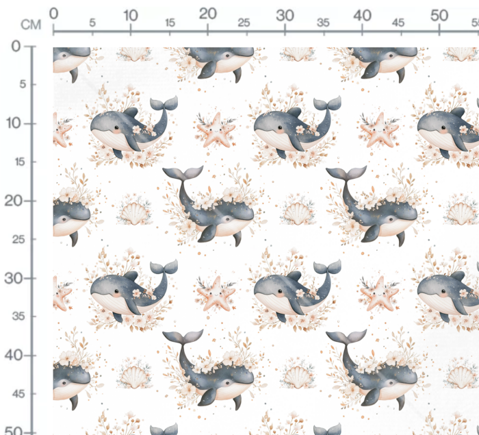 Tissu Exclusif Ocean Boho Baleine Blanc, 11 tissus au choix – Image 2