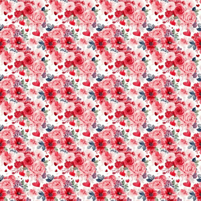 Tissu Imprimé Saint Valentin Amour et Fleurs, 11 tissus au choix