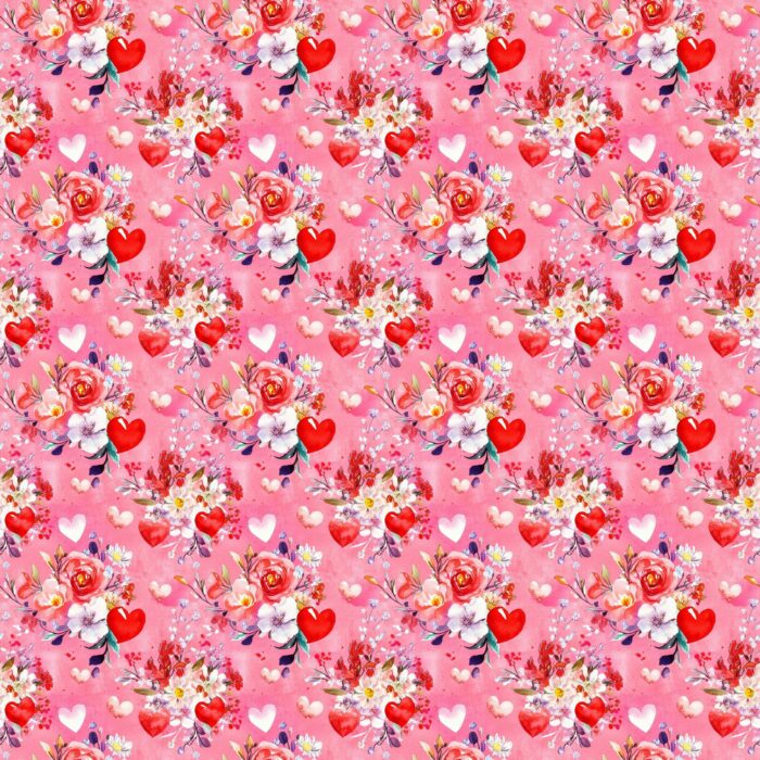 Tissu Imprimé Saint Valentin Bonheur Fleuri, 11 tissus au choix