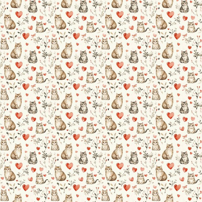 Tissu Imprimé Saint Valentin Chats, 11 tissus au choix