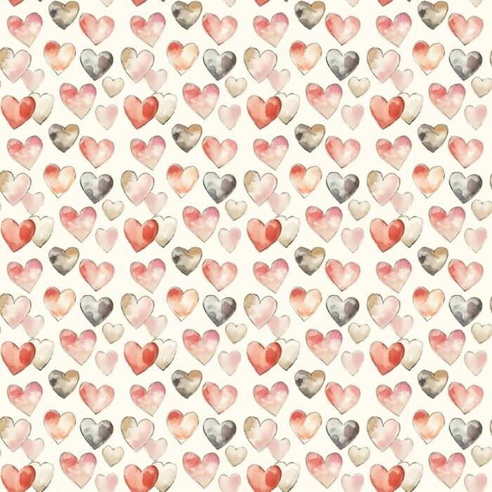 Tissu Imprimé Saint Valentin Coeur Creme, 11 tissus au choix