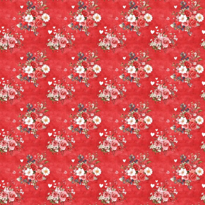 Tissu Imprimé Saint Valentin Fleuri Je T'aime, 11 tissus au choix