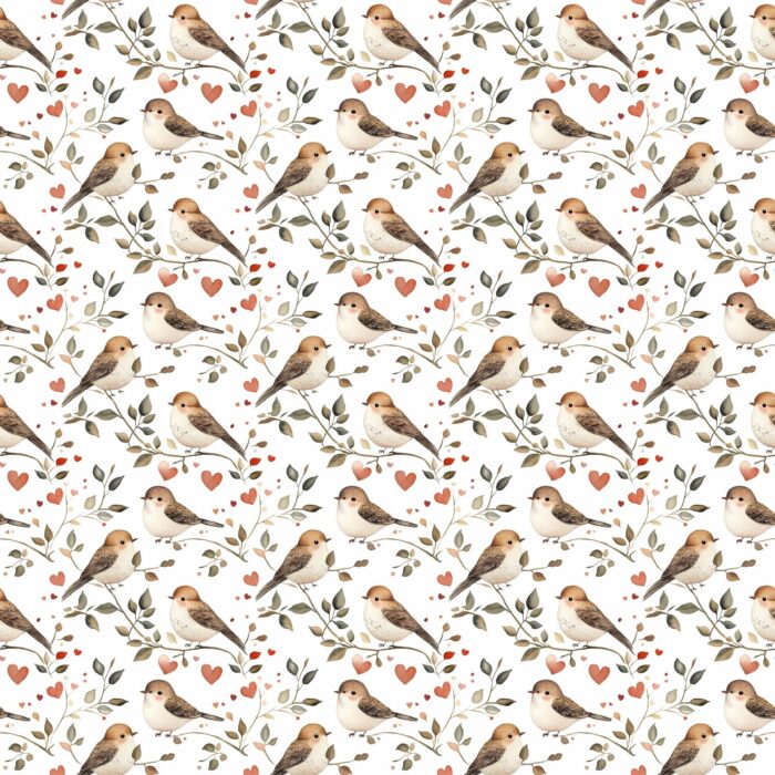 Tissu Imprimé Saint Valentin Oiseaux, 11 tissus au choix